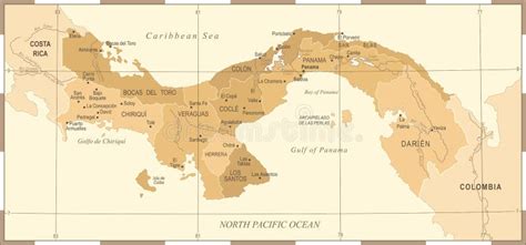 Mapa De Panamá Ejemplo Detallado Del Vector Del Vintage Stock de