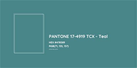 About Pantone 17 4919 Tcx Teal Color Color Codes Similar Colors