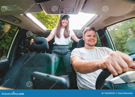 Couple In Car Long Road Trip Stock Image Image Of Happiness Mood