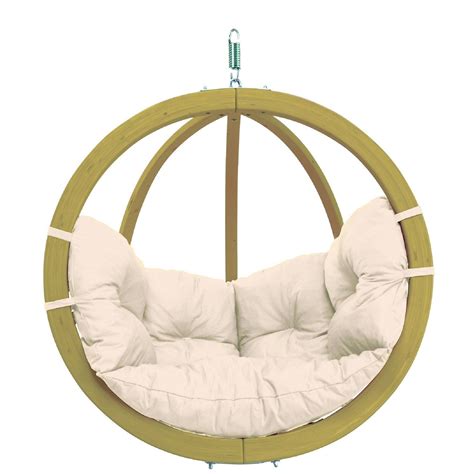 48 White Weather Resistant Patio Globo Hanging Chair With Cushions In