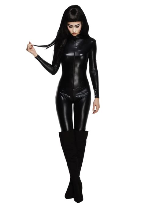 Womens Black Catwoman Catsuit Costume Sexy Ladies Black Catwoman