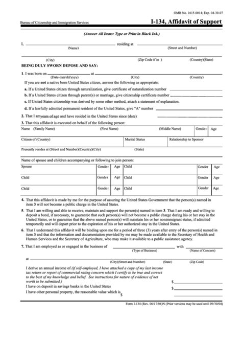 Original I 134 Affidavit Of Support Form 2023