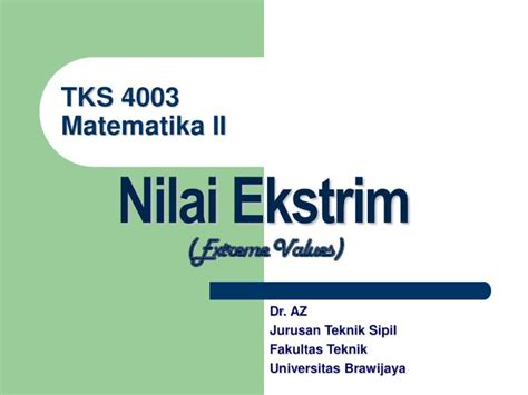 PDF TKS 4003 Matematika II Nilai Ekstrim Universitas BrawijayaNilai