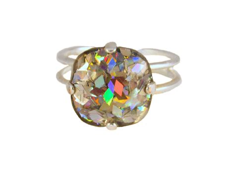 Holographic Ring Holographic Glitter Ring Rainbow Ring Etsy