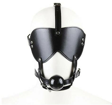 Head Harness Ball Gag Restraint Blindfold Leather Bondage Etsy