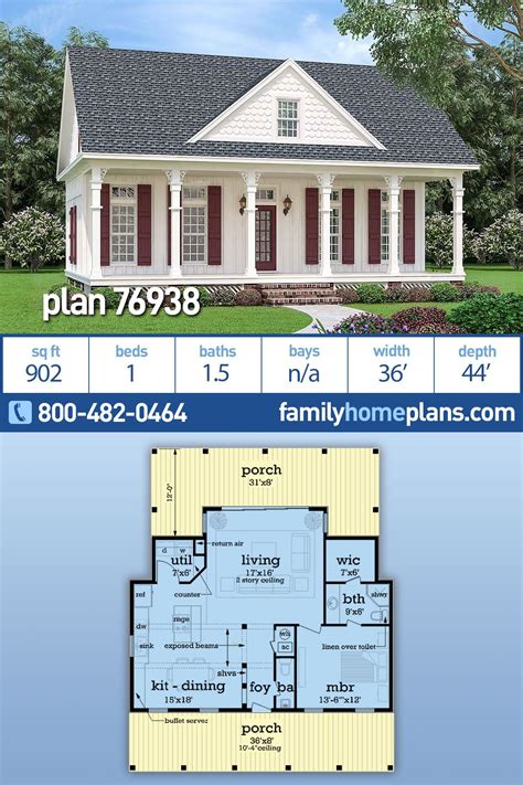 Save yourself hundreds of hours of time, frustration and money with our comprehensive and easy to read plans. Traditional Style House Plan 76938 with 1 Bed, 2 Bath in ...