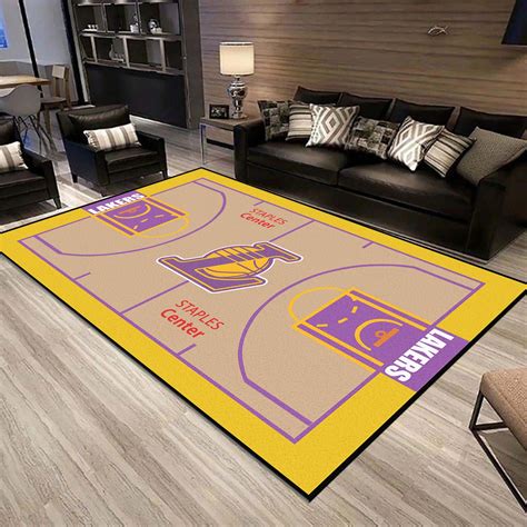 Nba Los Angeles Lakers Basketball Court Rug Office Floor Etsy