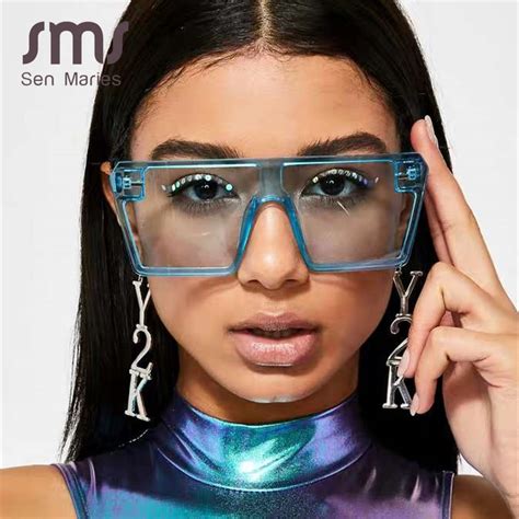 2020 Oversized Square Sunglasses Women Luxury Brand Fashion Flat Top