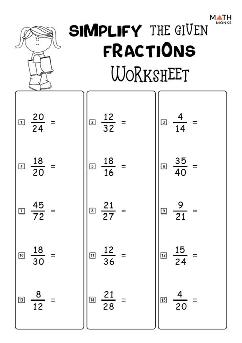Simplifying Fractions Easy Worksheet Simplifying Fractions Worksheets