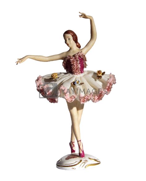 Antique Dresden Lace Porcelain Ballerina Figurine Isolated On W By