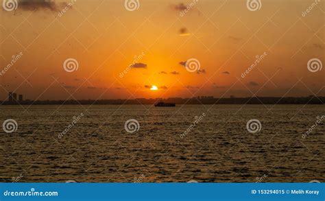 Relaxing Sunset With Orange Sky Stock Image Image Of Scenic Brown
