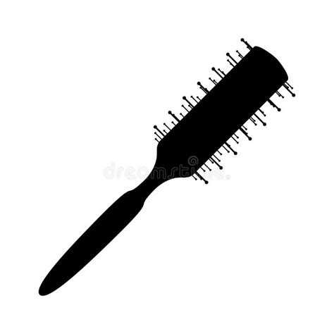 Brushing Black Silhouette Of A Brushing Comb For Styling Hair And