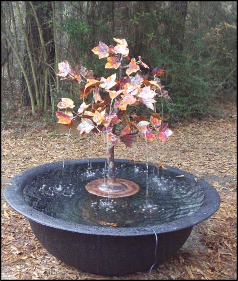 Custom Copper Outdoor Fountains With Trees Or Other Flora
