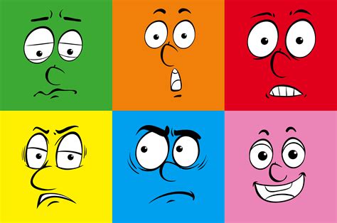 Six Facial Expressions On Different Background 369362 Vector Art At