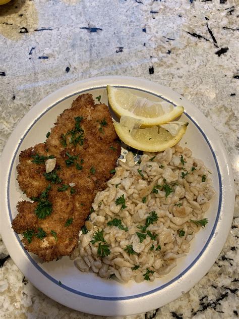 Wash and drain chicken breast. Homemade Chicken Schnitzel with Spaetzle : food