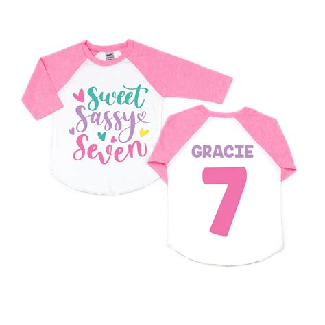 Sweet Sassy Seven Girls 7th Seventh Birthday Shirt Girl 7th Etsy