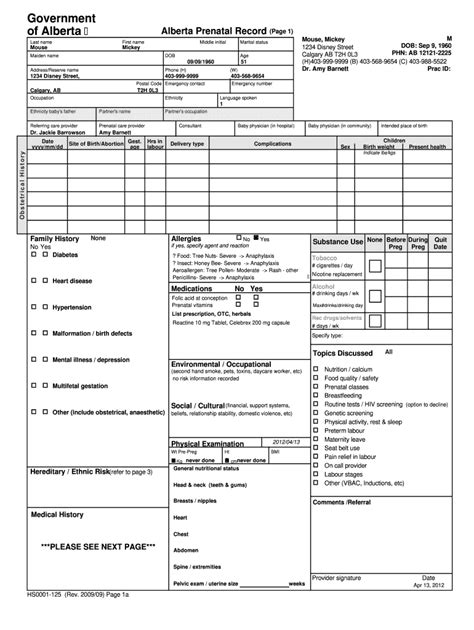 Alberta Prenatal Record Form Fill And Sign Printable Template Online