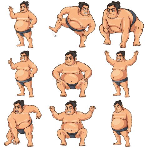 Sumo Wrestler Cheering Cartoon Clipart Vector Friendlystock