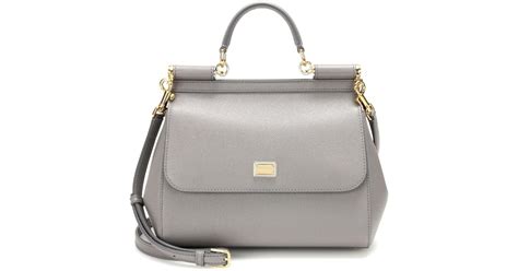 Dolce And Gabbana Sicily Medium Leather Shoulder Bag In Grey Gray Lyst