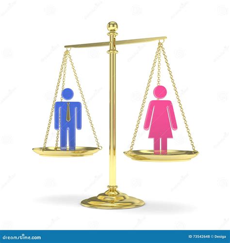 Pan Scale With Man And Woman 3d Rendering Stock Illustration