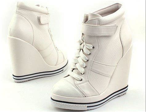 White Sneaker High Heeled Wedge Sneaker Heels High Heel Sneakers