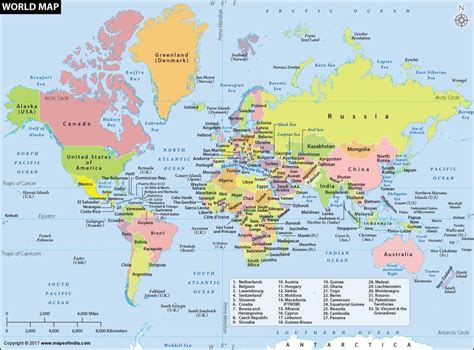 Map Of The World With Countries Labeled And Continents