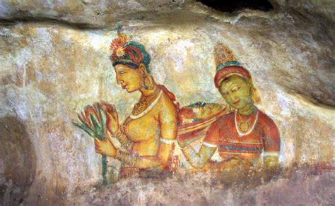 Sigiriya Skała Lwa Pocztówka Ze Sri Lanki Cave Paintings Ancient Drawings Art