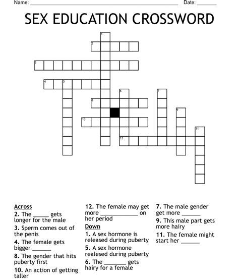 Puberty Crossword Wordmint