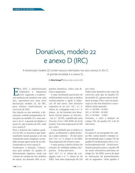 Donativos Modelo 22 E Anexo D Irc