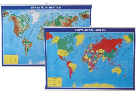 Gülpaş Harita Dünya Fiziki Ve Siyasi Çıtalı 70X100 Cm Çift Taraflı