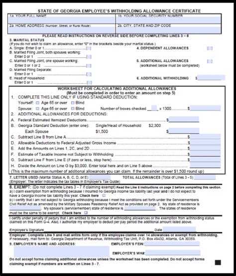 Georgia State Income Tax Withholding Form 2022