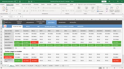 Planilha De Fluxo De Caixa Em Excel Controle Financeiro Empresarial