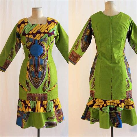 Elegant African Print Dashiki Flare Dress Ankara Dress Africa Dashiki Dress Long Sleeve Dress