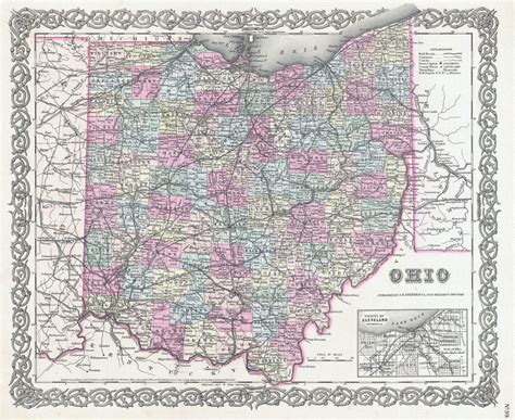 Large Detailed Old Administrative Map Of Ohio State With Other Marks
