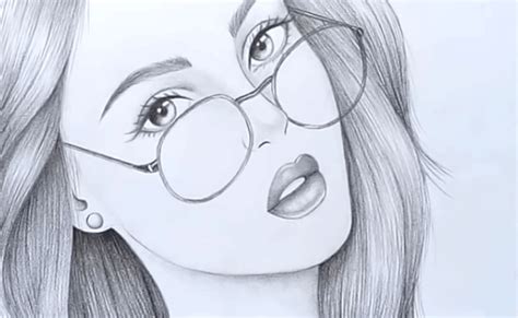 How To Draw A Girl With Glasses Step By Step Pencil Sketch Bir Kiz