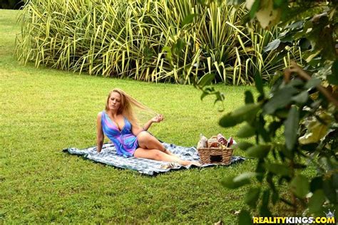 Blonde Clothed Female Flashes Nude Upskirt And Strips For Outdoor