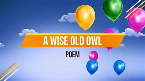 A Wise Old Owl Lyrical Video English Nursery Rhymes Full Lyrics For