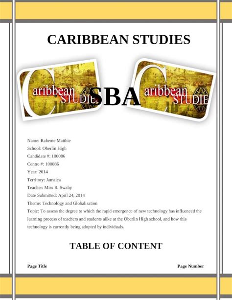 Docx Cape Caribbean Studies Unit 2 Sample Sba Dokumentips