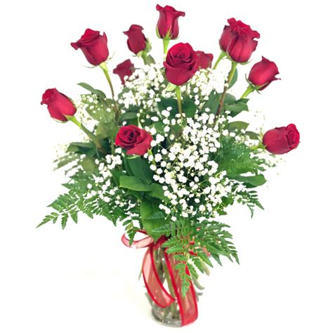 One Dozen Premium Long Stem Red Roses With Filler Relles Florist