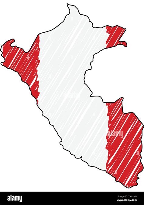 Perú Mapa Boceto Dibujados A Mano Ilustración Del Concepto De Vector