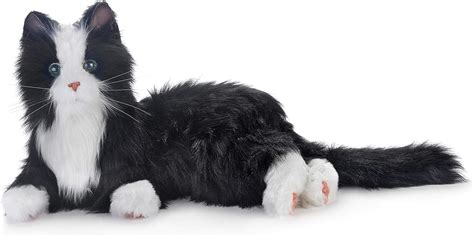 New Joy For All Robotic Reclining Black And White Tuxedo Cat Stuffed