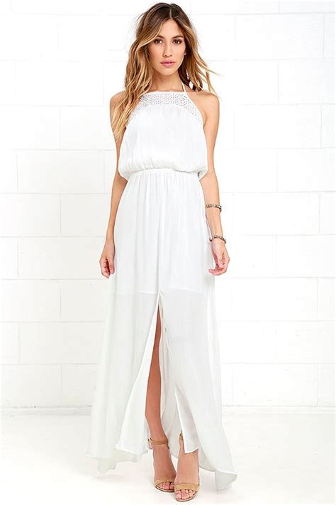 white dress lace dress maxi dress halter dress white dress 71 00 lulus