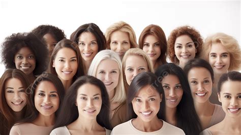 Muchas Mujeres Sonríen Juntas Frente A Un Fondo Aislado Imagen De