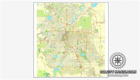Denver Colorado Us City Vector Map Maps In Vector Detailed Street