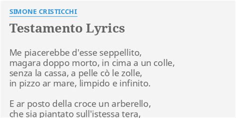 Testamento Lyrics By Simone Cristicchi Me Piacerebbe Desse