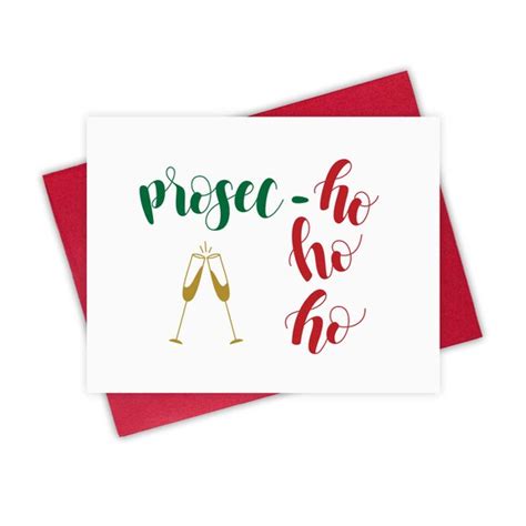 Prosec Ho Ho Ho Merry Christmas Greeting Card Santa Etsy