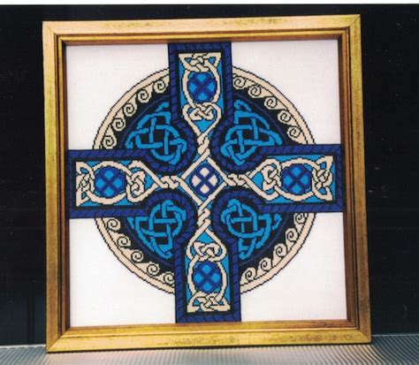 Celtic Cross Stitch Pattern Gold Celtic Cross Pdf File Etsy