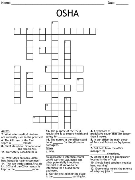 Osha Crossword Wordmint