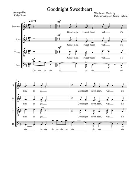 Goodnight Sweetheart Sheet Music For Piano Guitar Bass Synthesizer Download Free In Pdf Or