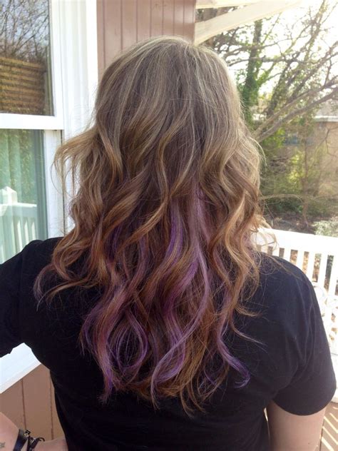 Pastel Purple Highlights On Dark Blonde Curly Hair Blonde Hair With